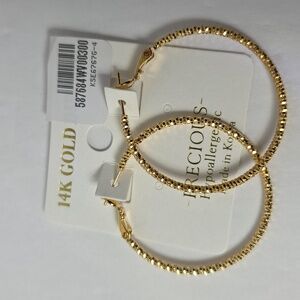NWT Precious 14K gold dipped textured hoops.